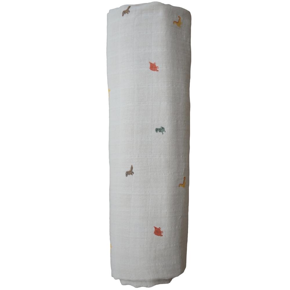 Maxi lange en coton bio Dinosaure (120 x 120 cm) (Mushie) - Image 6