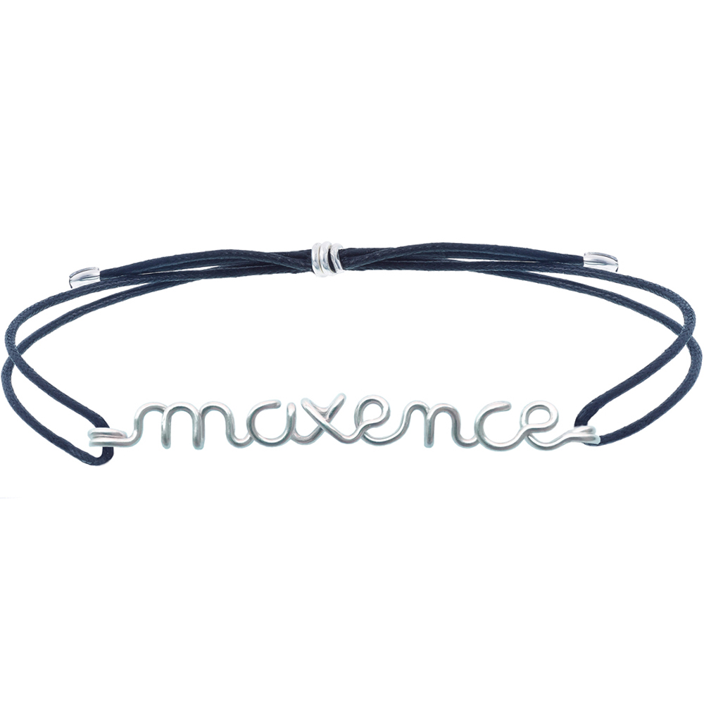 Padam Padam - Bracelet cordon coton ciré Prénom argent (personnalisable)