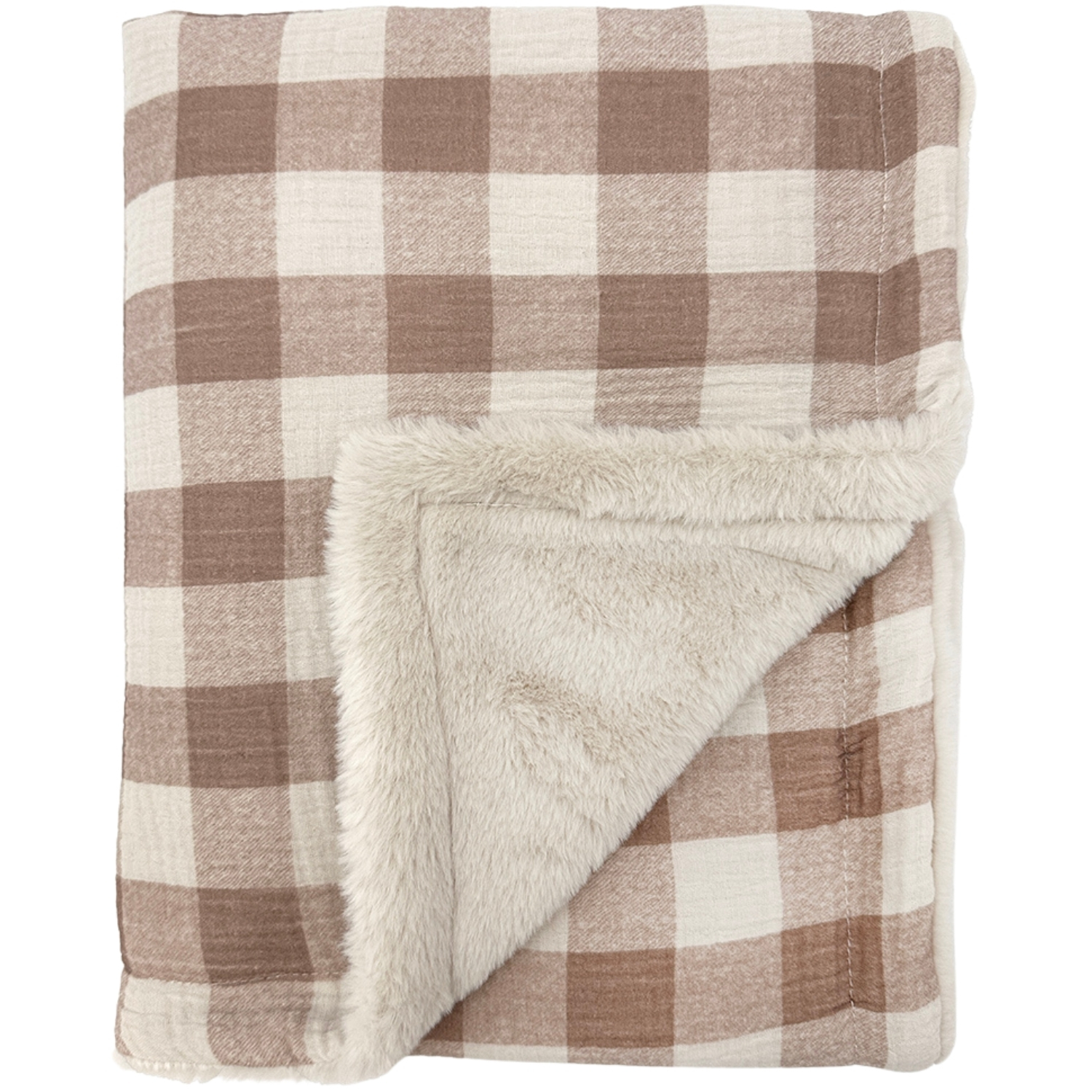 Babyshower - Couverture polaire Vichy Caramel (110 x 80 cm)
