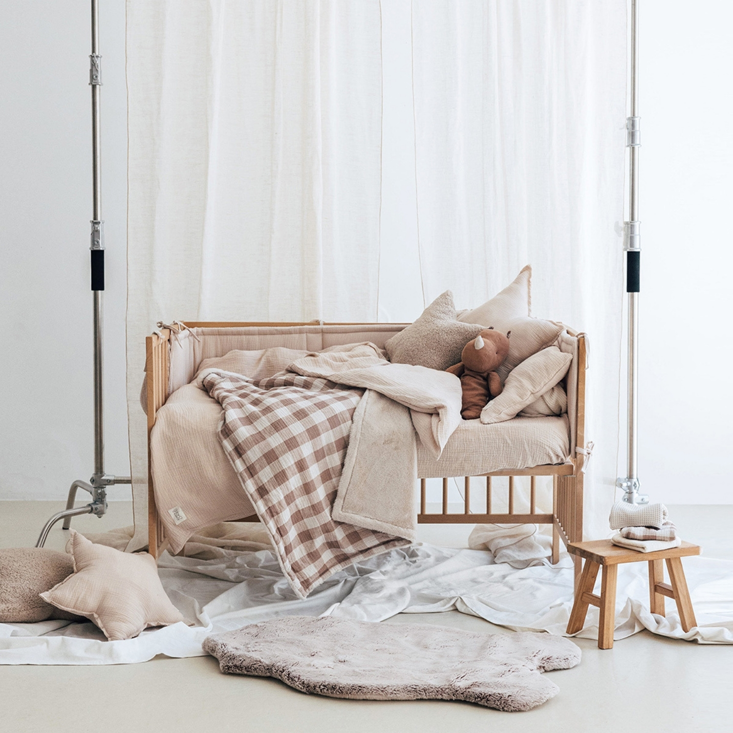 Couverture polaire Vichy Caramel (110 x 80 cm) (Babyshower) - Image 1