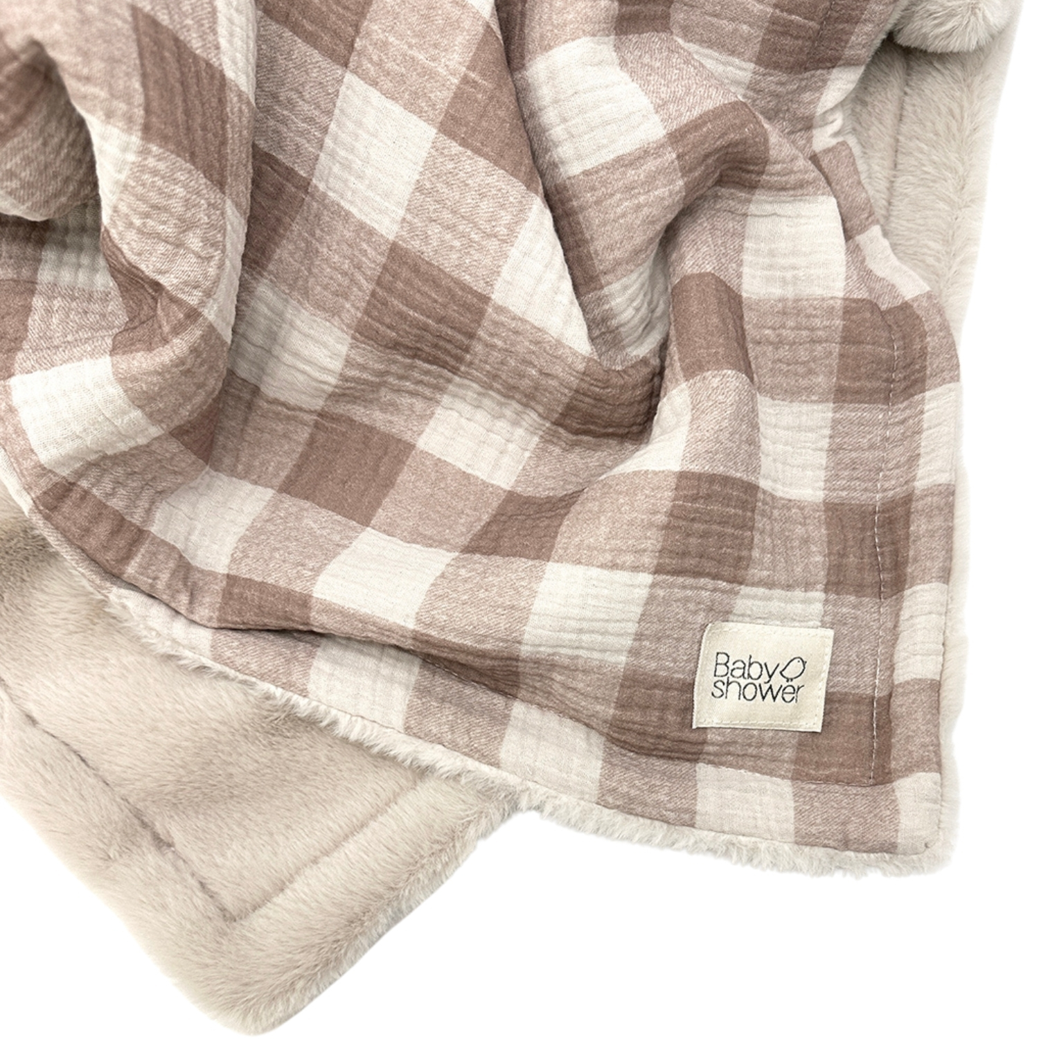 Couverture polaire Vichy Caramel (110 x 80 cm) (Babyshower) - Image 4