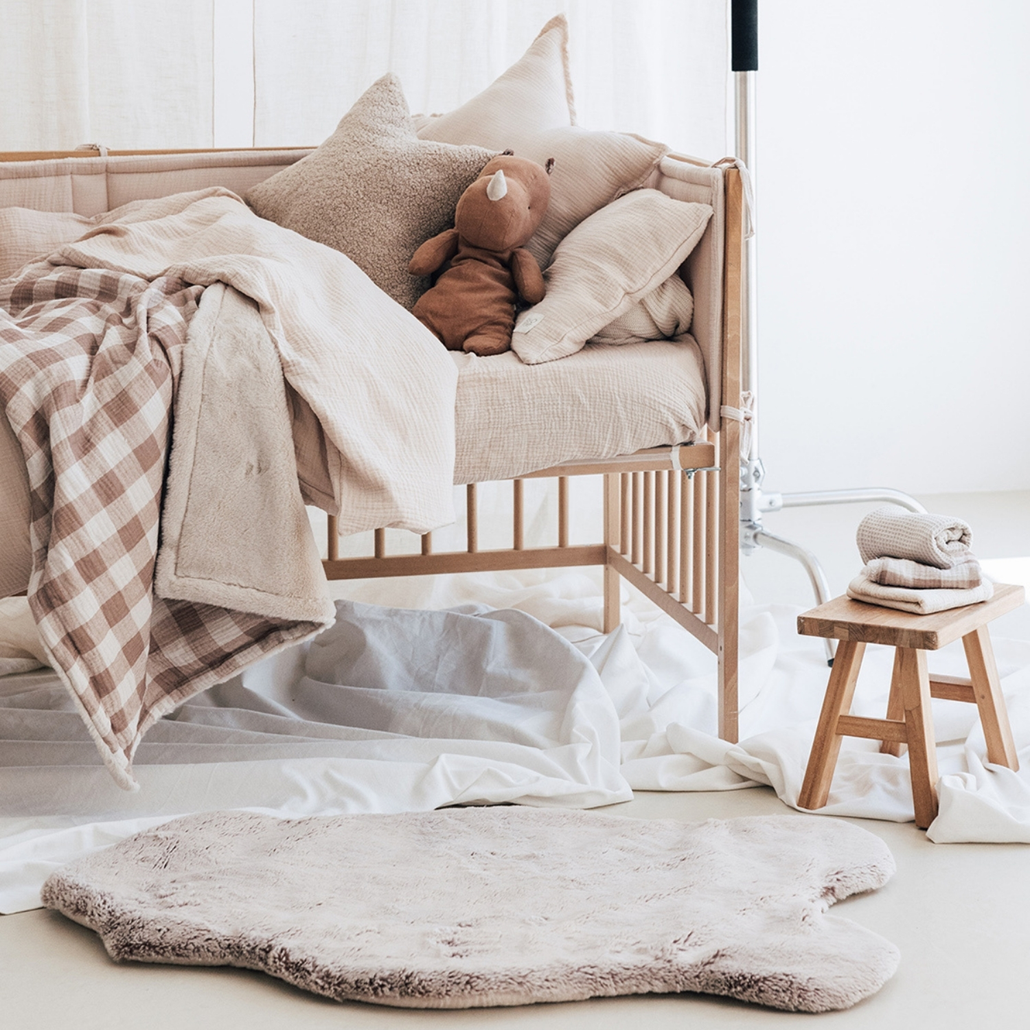 Couverture polaire Vichy Caramel (110 x 80 cm) (Babyshower) - Image 3