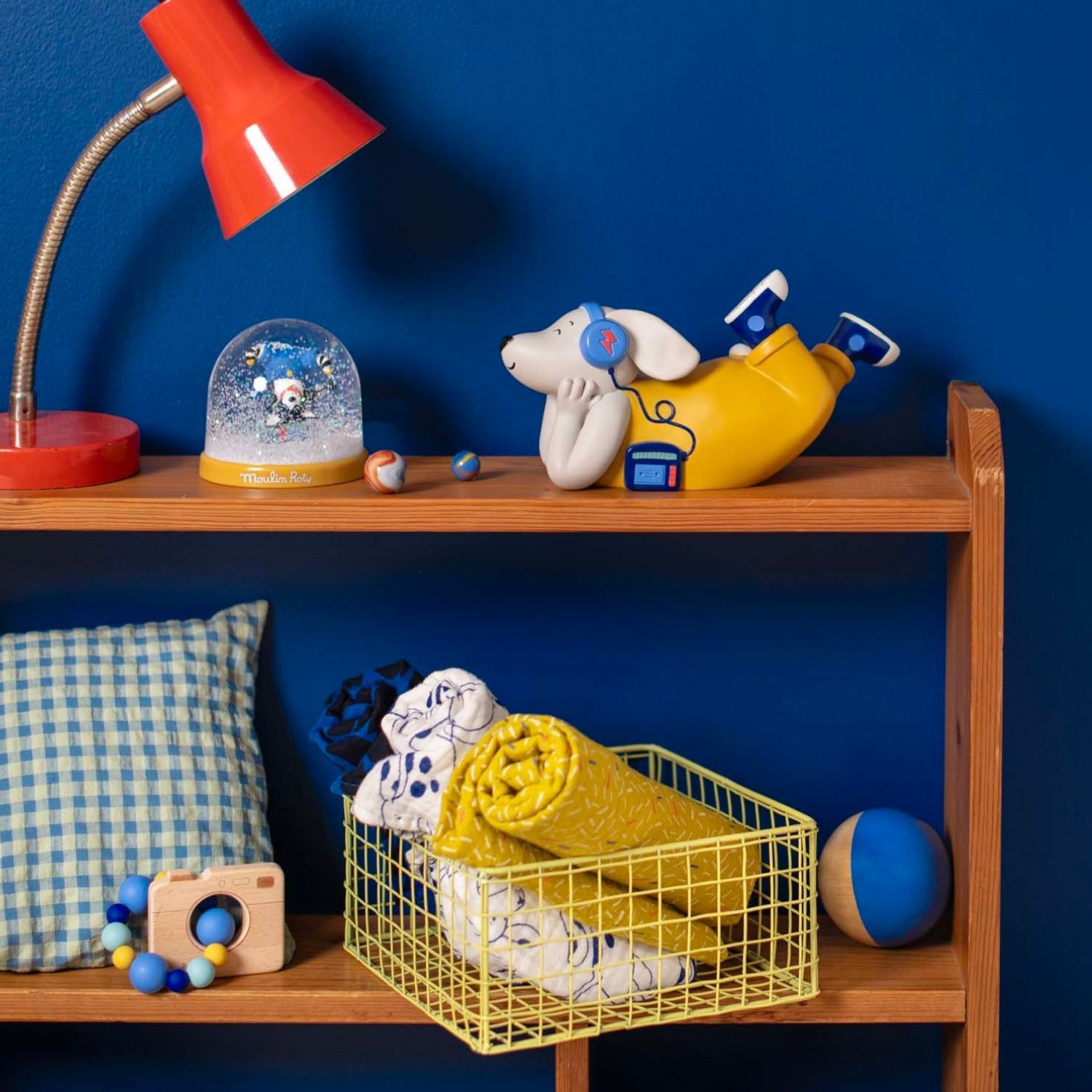 Hochet anneau de dentition bois et silicone appareil photo Puce et Pilou (Moulin Roty) - Image 1