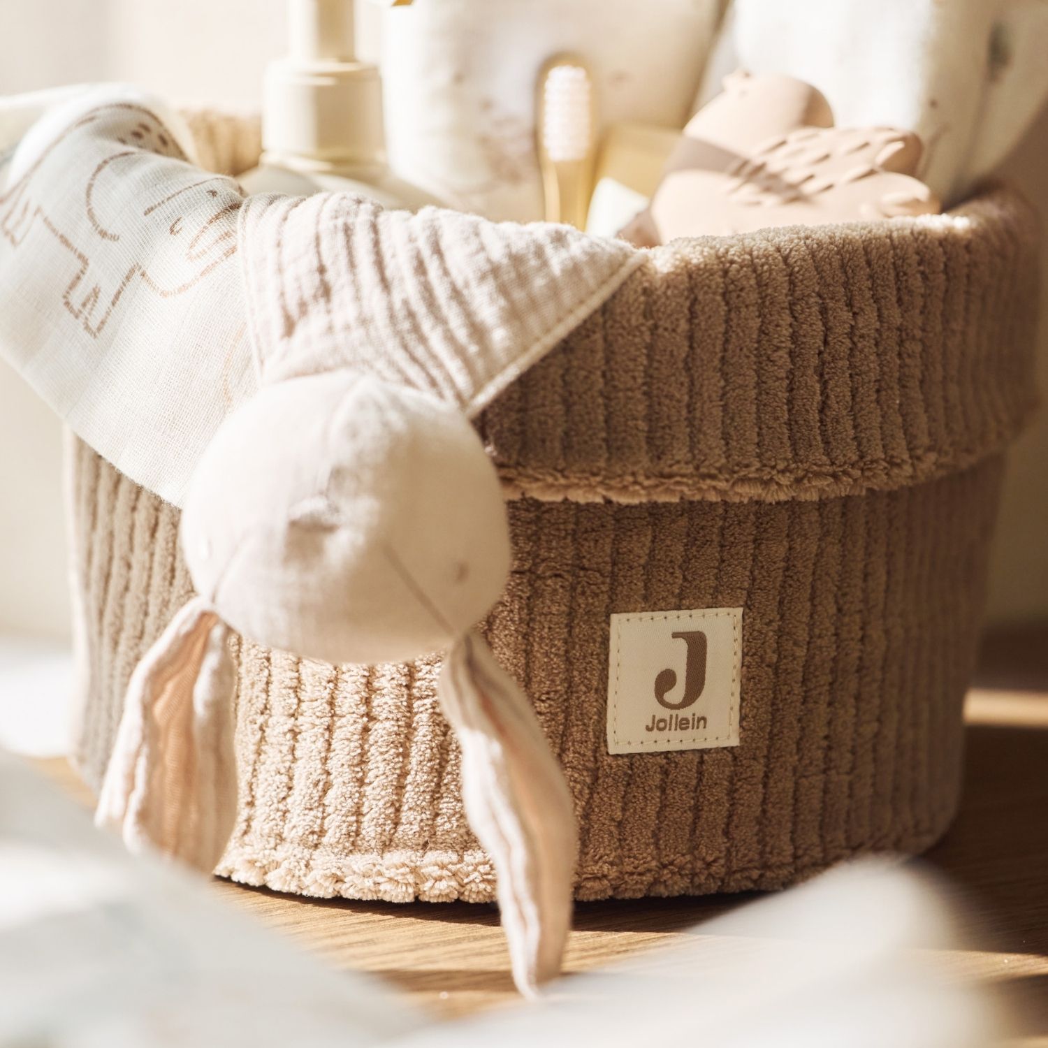Doudou attache sucette Bunny Ears Nougat (Jollein) - Image 1