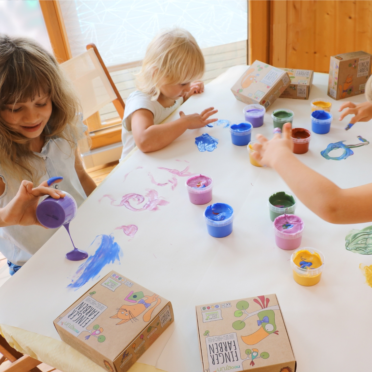 Coffret Luka peinture aux doigts naturelle et vegan (assort. 4 pots) (Neogrün) - Image 1