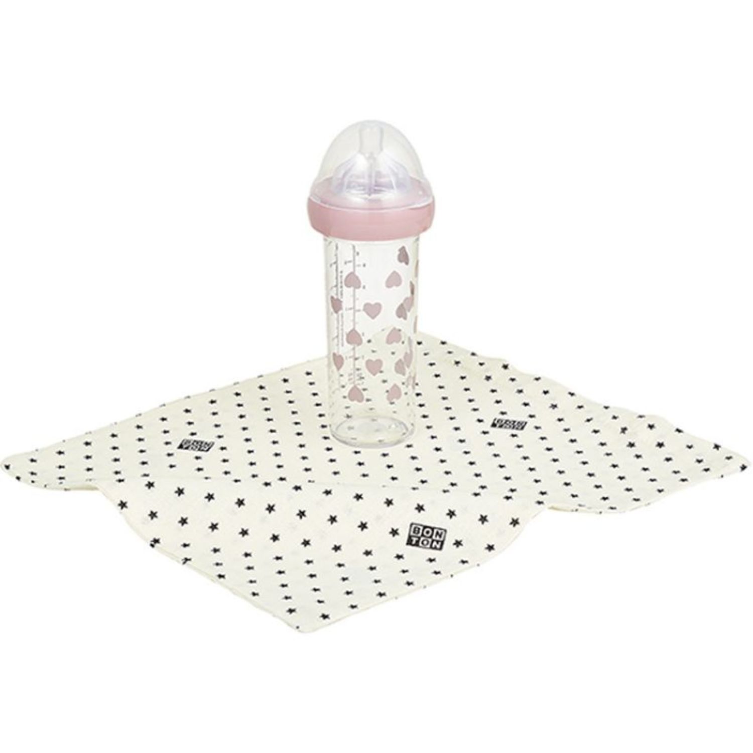 Biberon anti colique coeurs roses X BONTON (210 ml) (Le biberon français) - Image 1