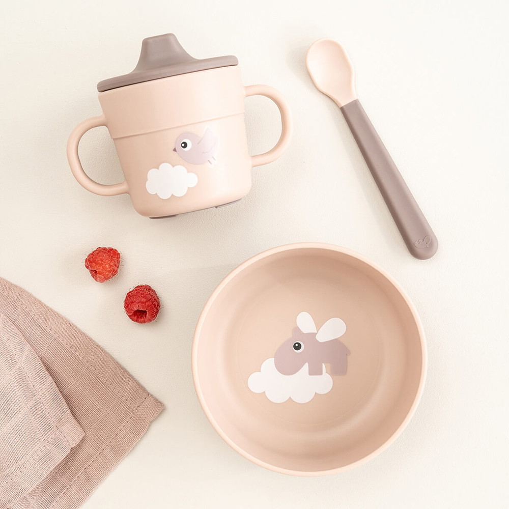 Coffret premier repas Happy clouds Rose (3 pièces) (Done by deer) - Image 1