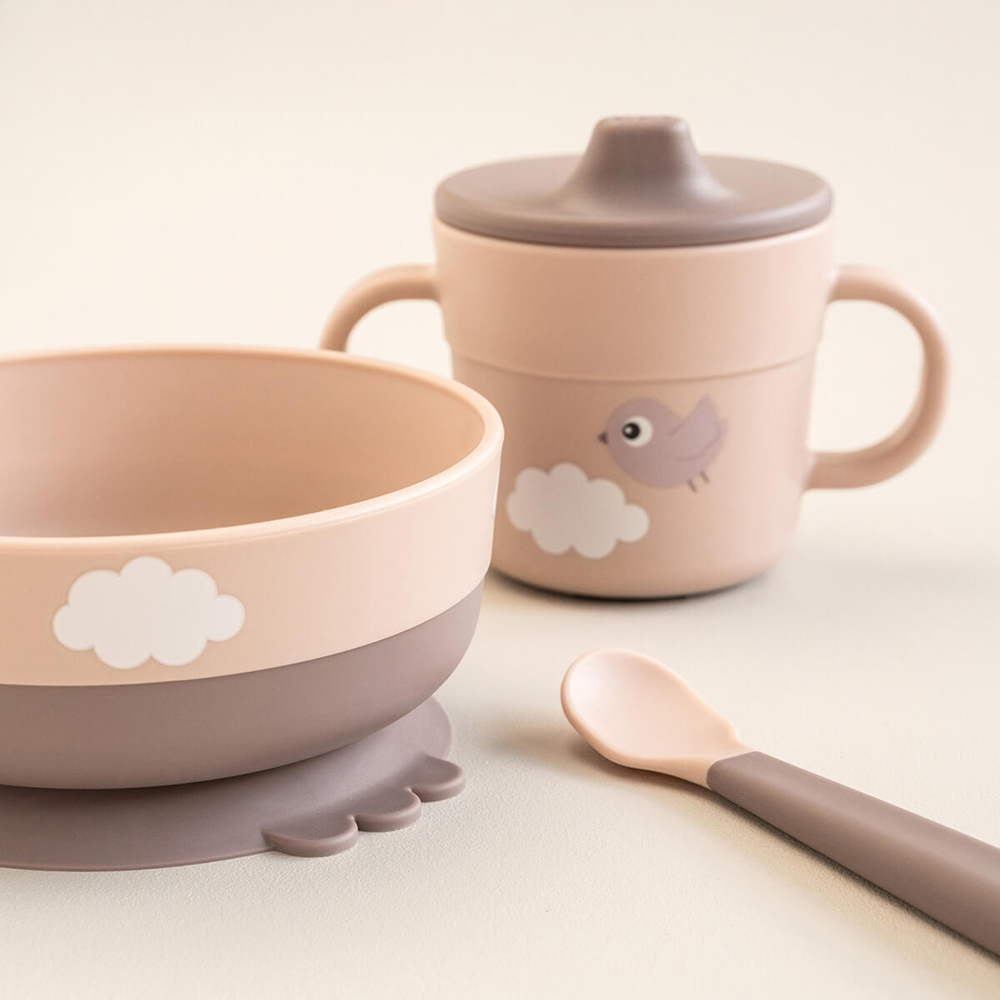 Coffret premier repas Happy clouds Rose (3 pièces) (Done by deer) - Image 3
