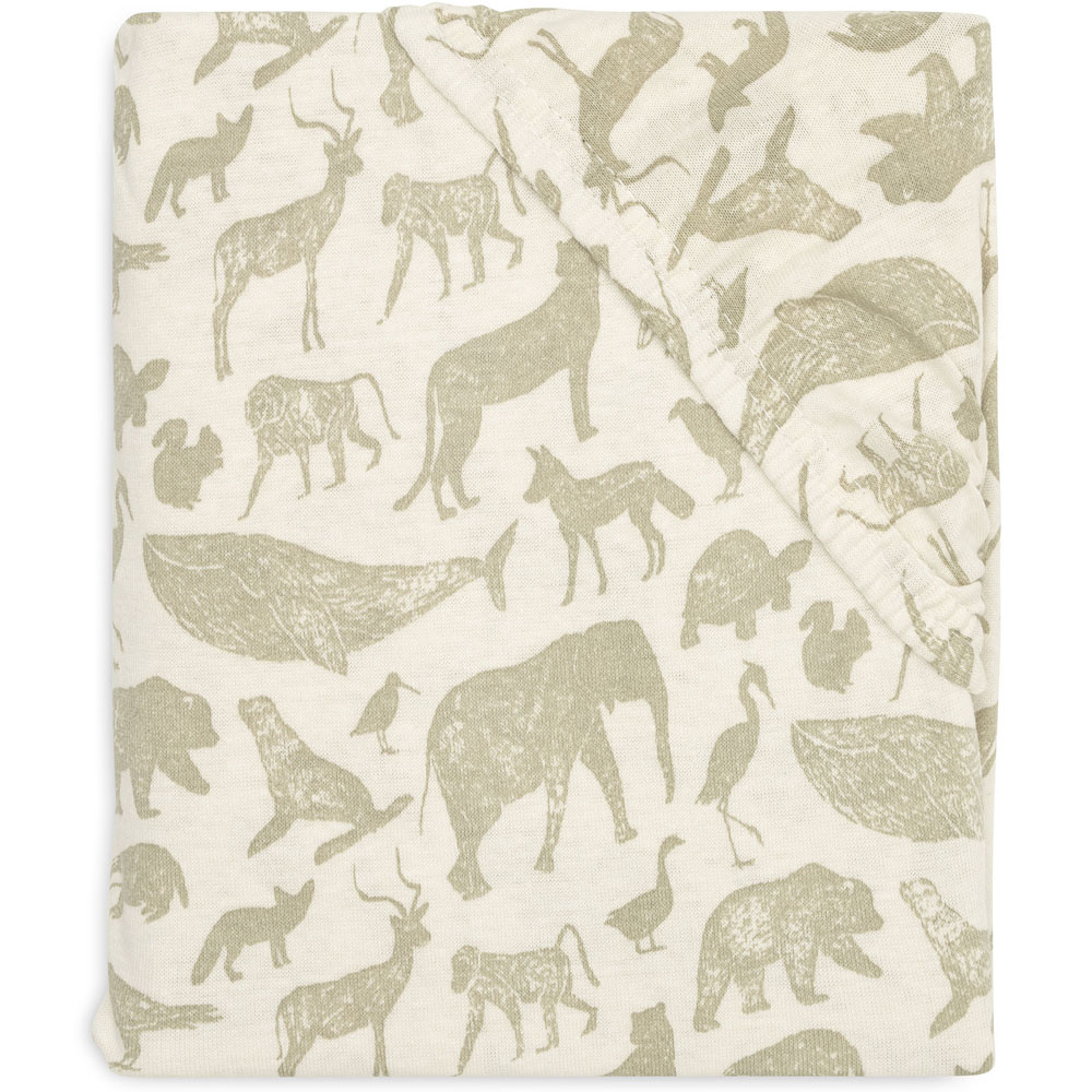 Drap housse en jersey Animals Olive Green (40 x 80 cm) (Jollein) - Image 1