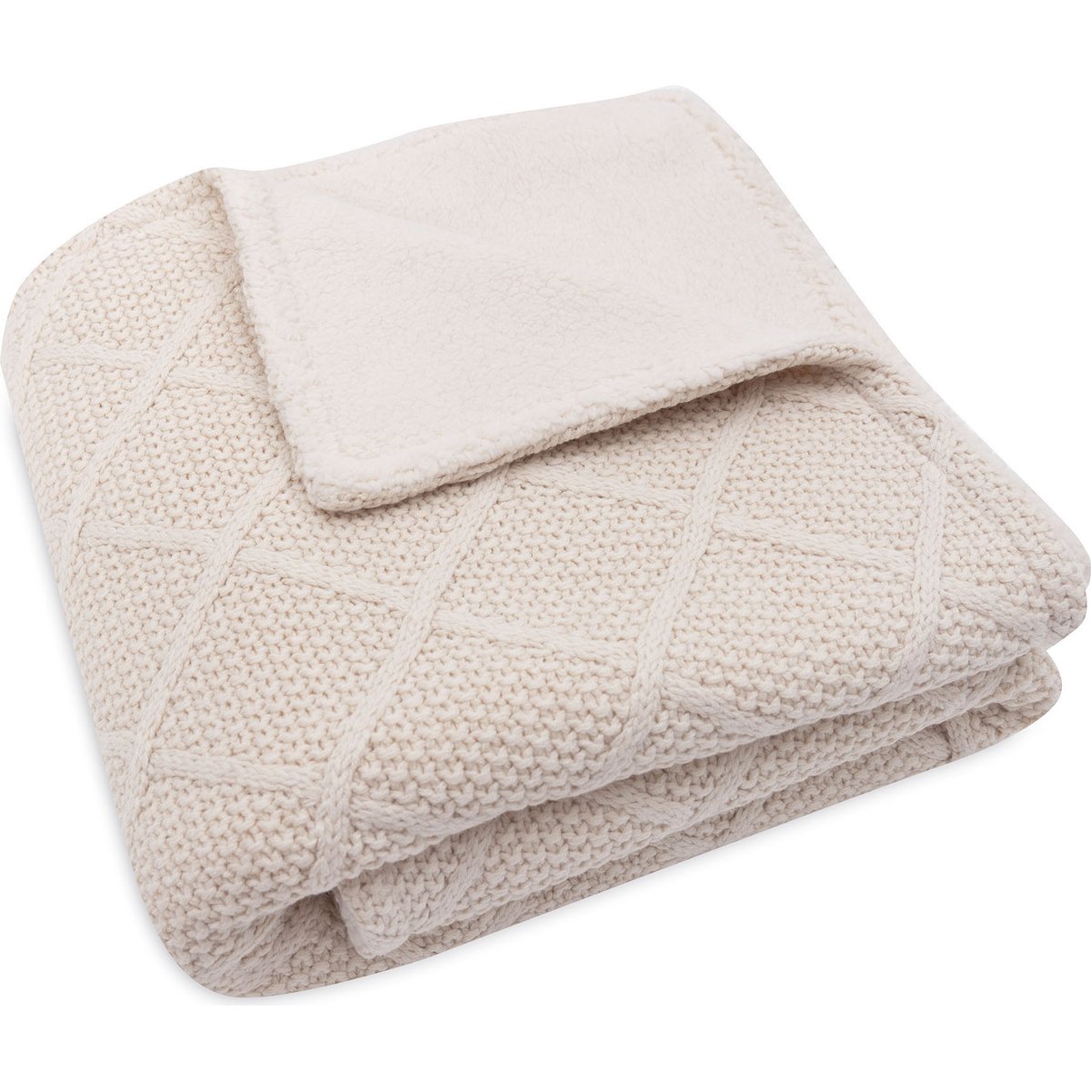 Jollein - Couverture en polaire Check Knit Oatmeal (75 x 100 cm)