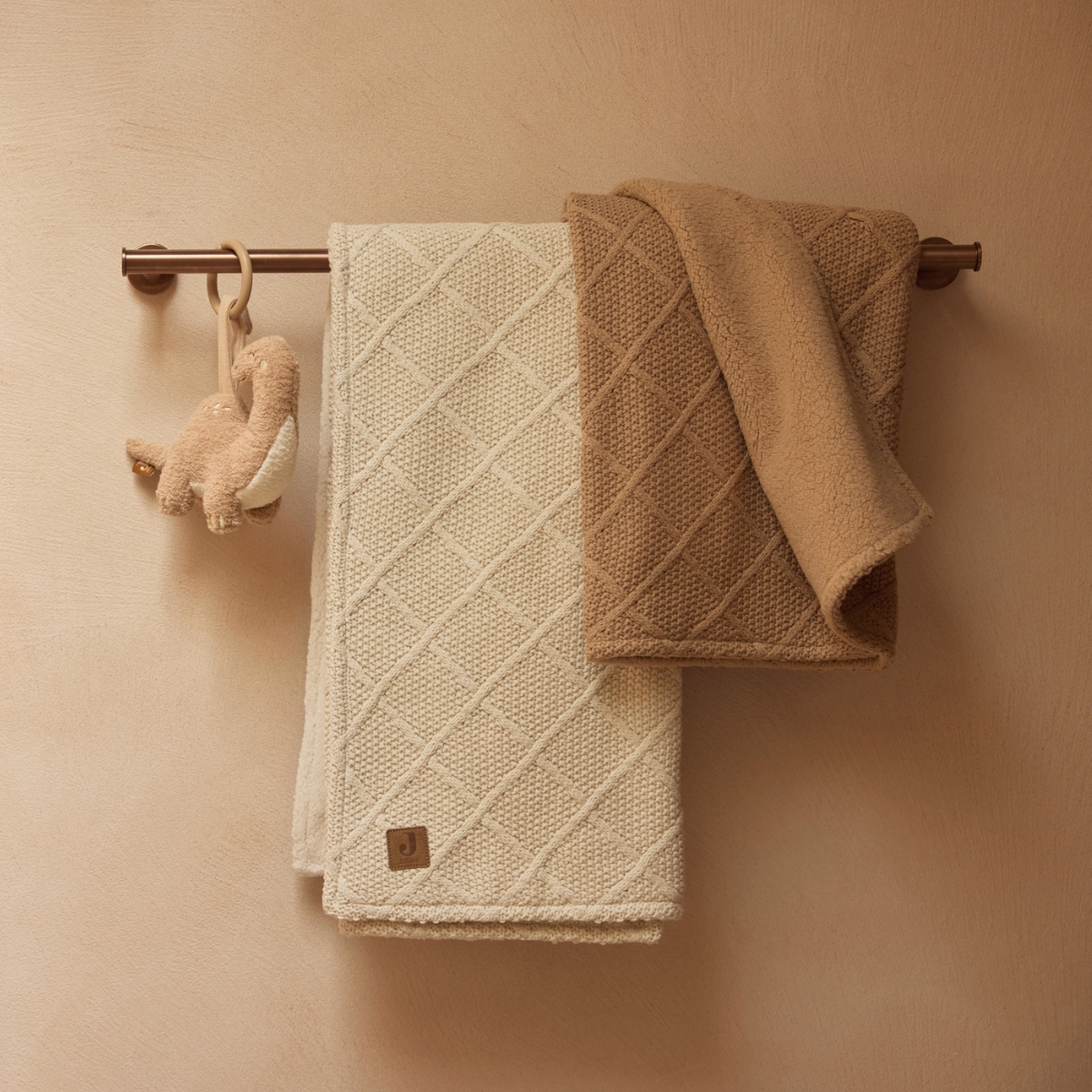 Couverture en polaire Check Knit Oatmeal (75 x 100 cm) (Jollein) - Image 1