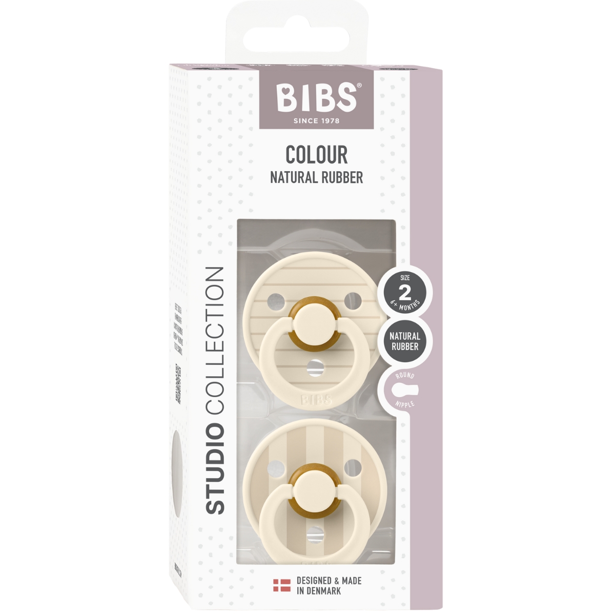Lot de 2 sucettes en latex Studio Colour Ivory-Vanilla (6-18 mois) (Bibs) - Image 3