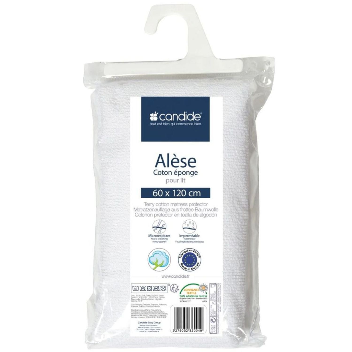 Protège matelas alèse éponge blanc (60 x 120 cm) (Candide) - Image 3