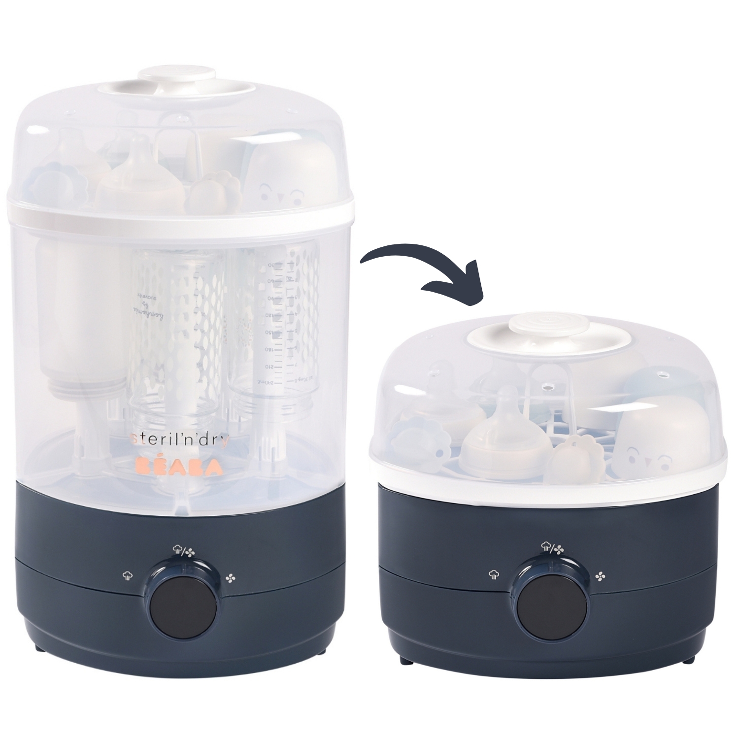 Beaba - Stérilisateur électrique "N" Dry Night Blue avec séchage 2 en 1 - Gris