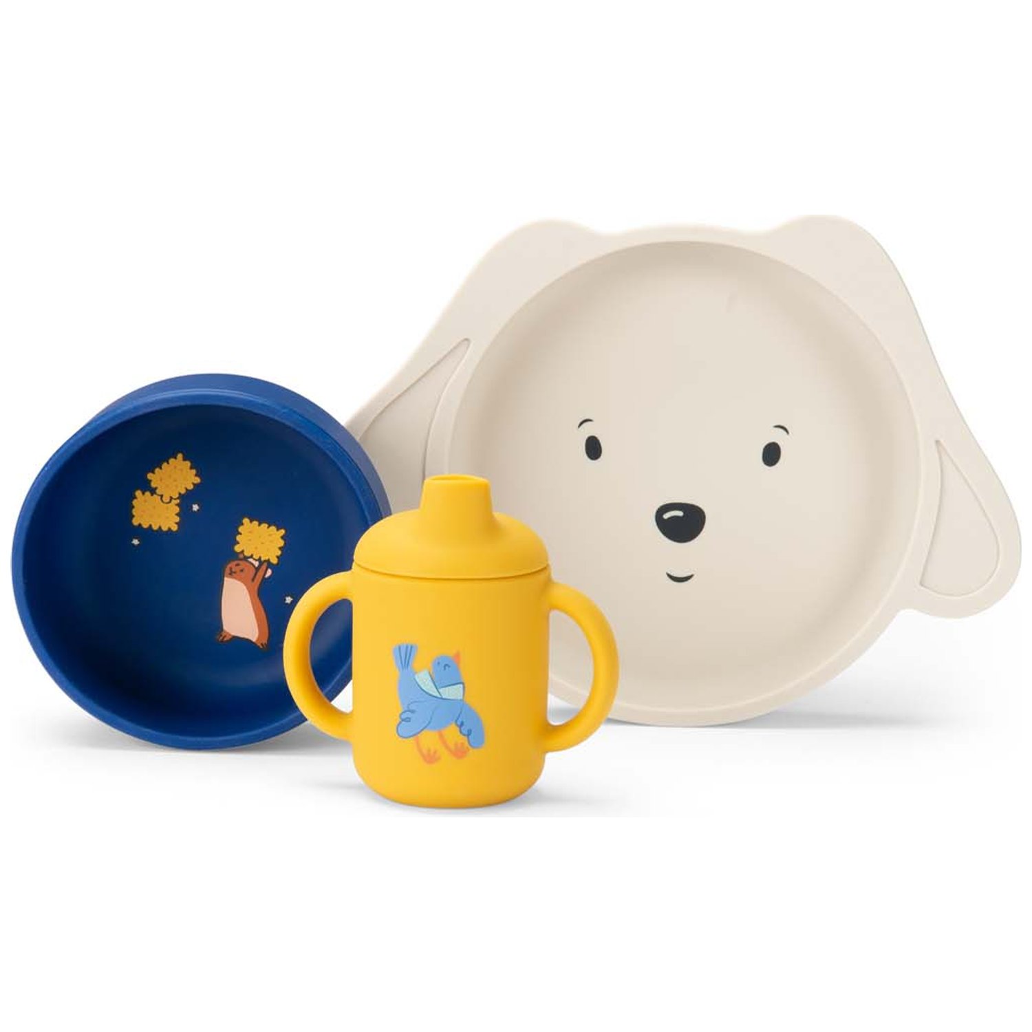 Moulin Roty - Set vaisselle silicone Puce et Pilou