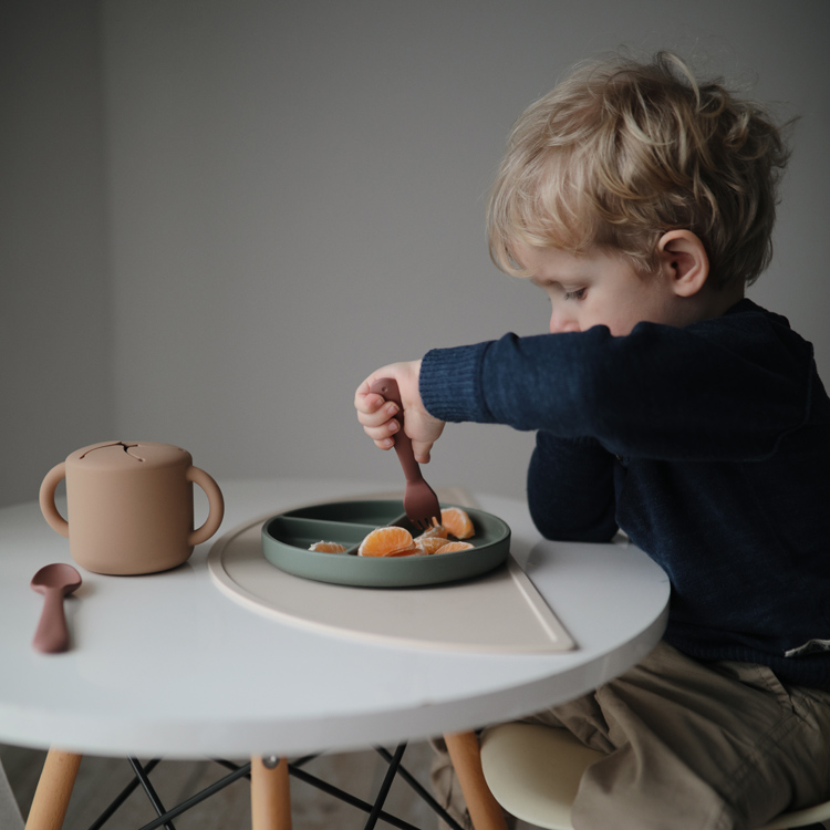 Assiette à compartiments en silicone avec ventouse Dried thyme (Mushie) - Image 1