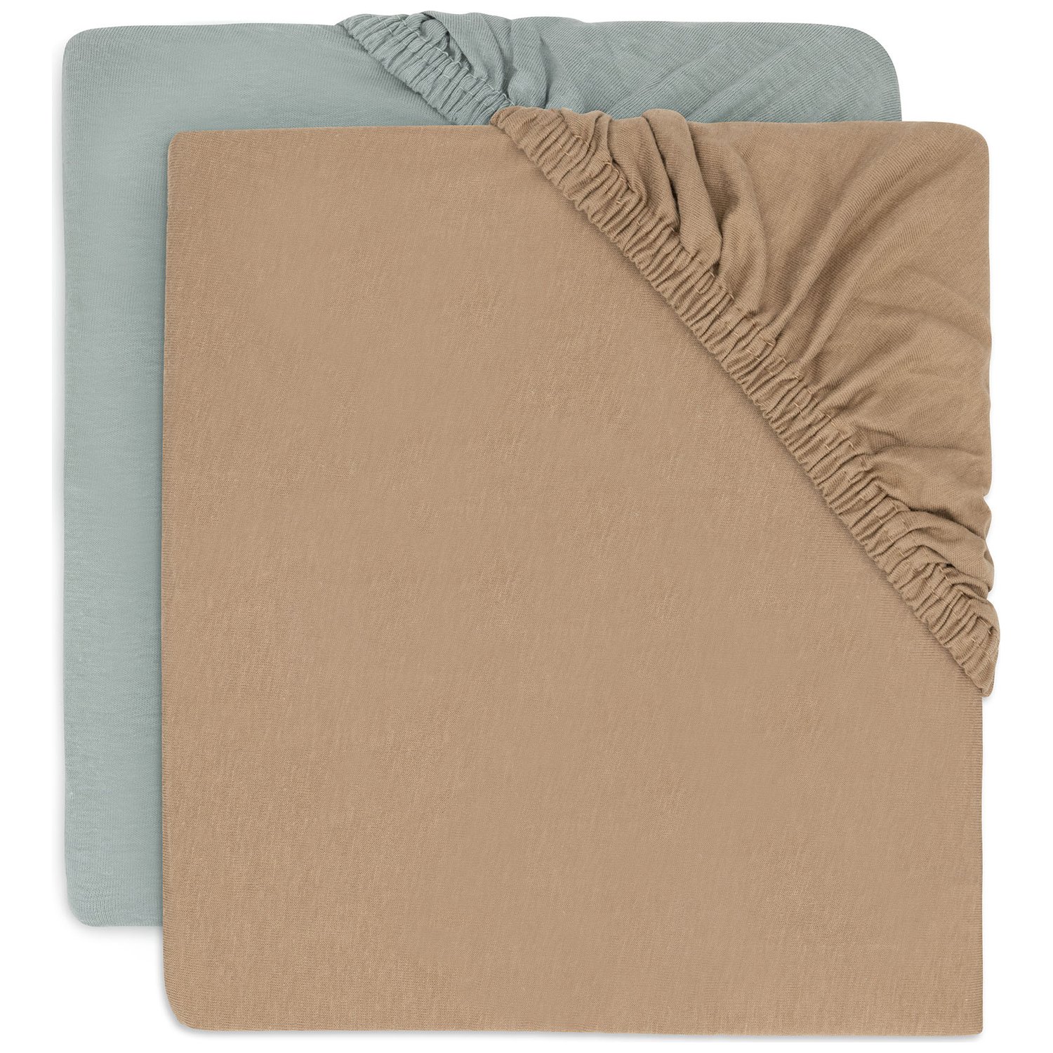 Jollein - Lot de 2 draps housses en jersey Sea Green-Biscuit (40 x 80 cm)