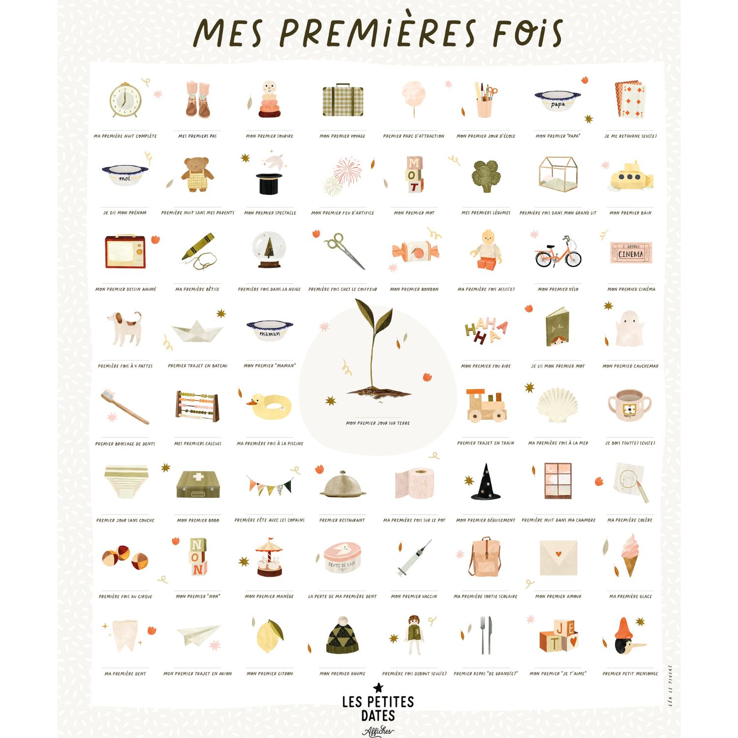 Les Petites Dates - Affiche Mes Premières Fois Léa le Pivert (40x50 cm)