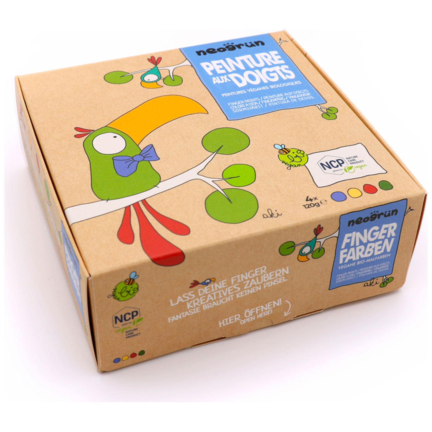 Coffret Aki peinture aux doigts naturelle et vegan (assort. 4 pots) - Reconditionné (Neogrün) - Image 6