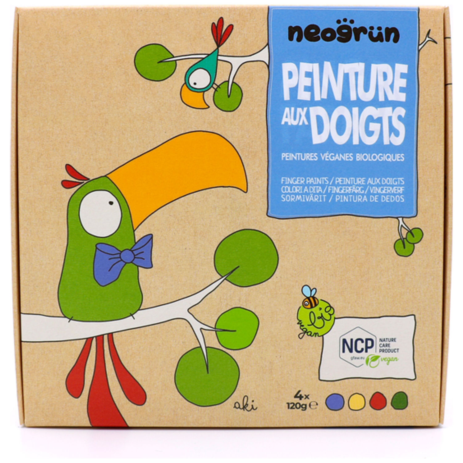 Coffret Aki peinture aux doigts naturelle et vegan (assort. 4 pots) - Reconditionné (Neogrün) - Image 7