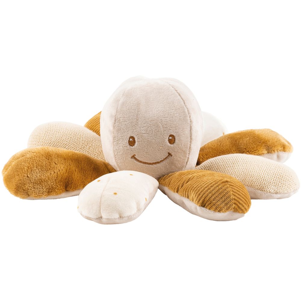 Nattou - Peluche d'activités pieuvre Lapidou sable-caramel (20 cm)