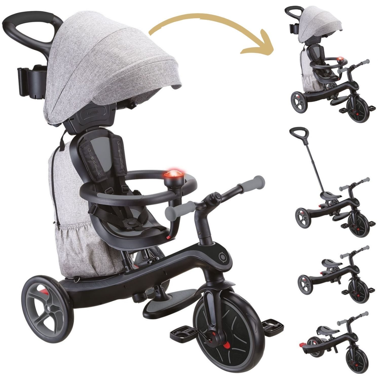 Tricycle Trike Explorer Deluxe 4 en 1 Noir-Gris