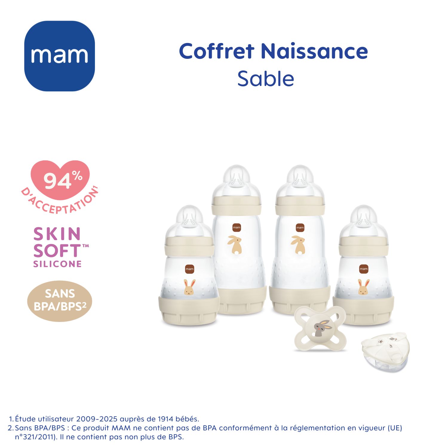 Coffret naissance Sable (4 biberons+1 sucette+1 boîte doseuse) (Mam) - Image 8