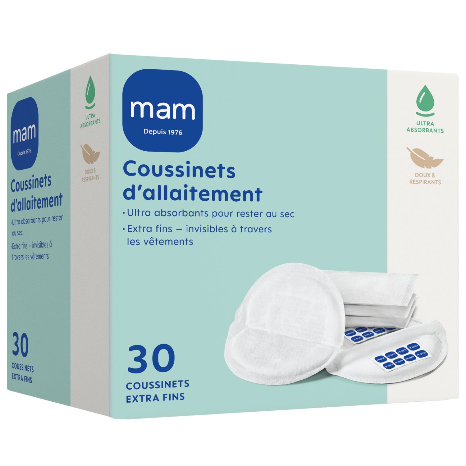 Lot de 30 coussinets d'allaitement extra fins (Mam) - Image 1