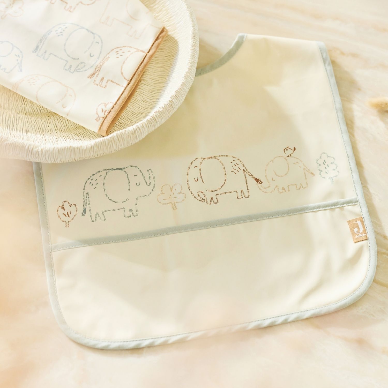 Jollein - Lot de 2 bavoirs plastifiés Elephant Tales
