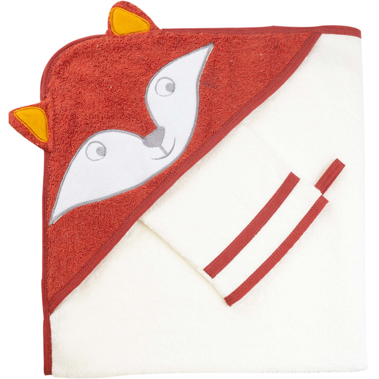 Trois Kilos Sept - Cape de bain + gant Renard (70 x 70 cm)
