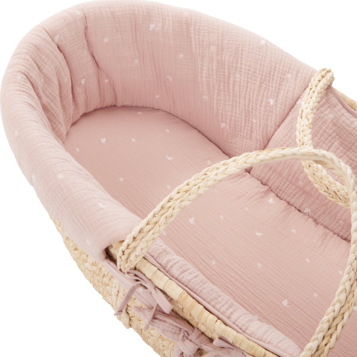 Couffin souple en osier Promenade bucolique rose clair (Combelle) - Image 2