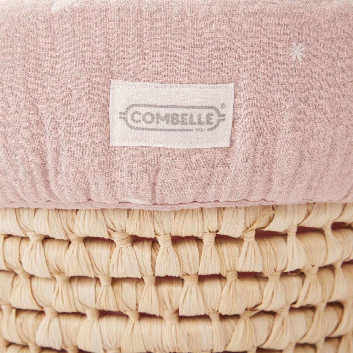 Couffin souple en osier Promenade bucolique rose clair (Combelle) - Image 3