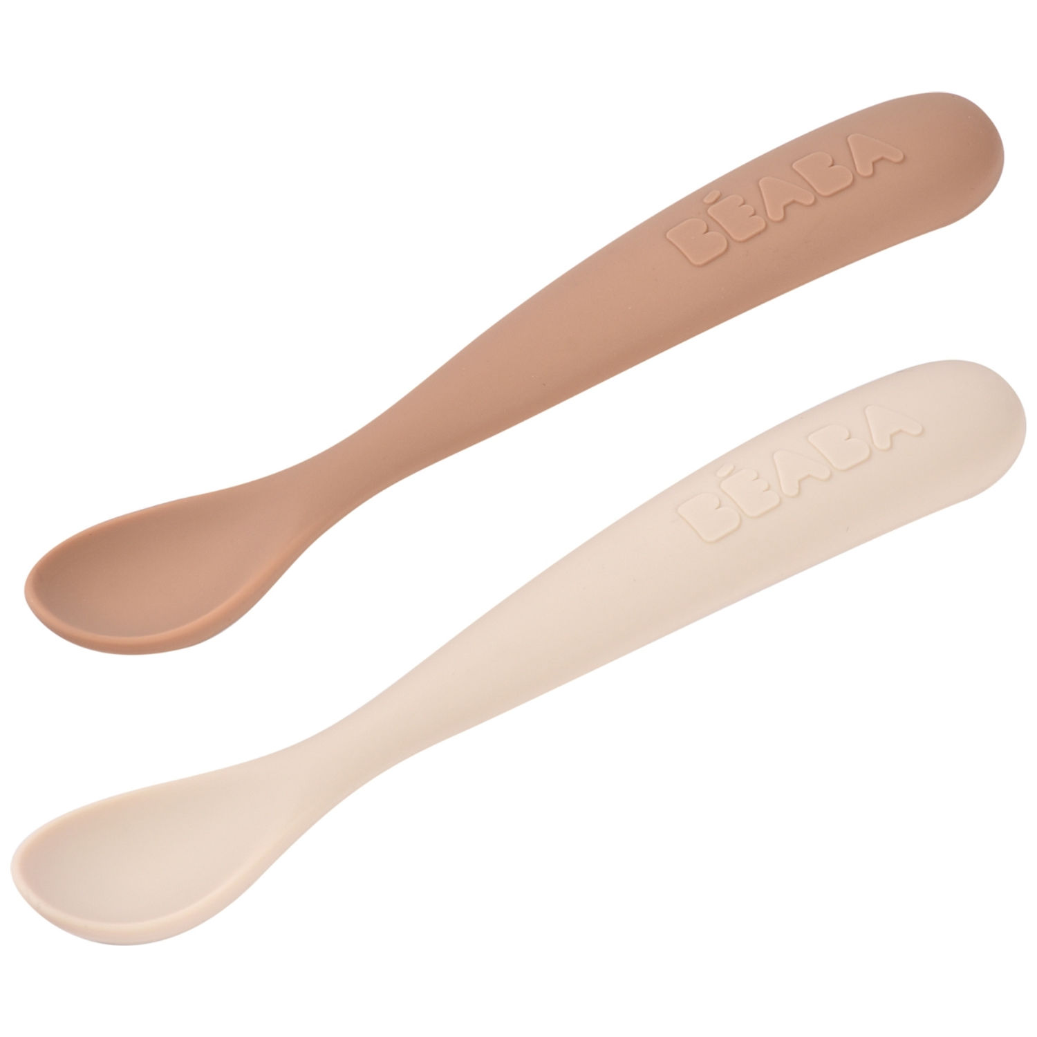 Béaba - Lot de 2 cuillères silicone 1er âge avec boîte de transport Duo argile