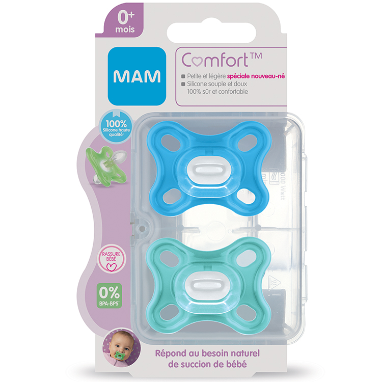Lot de 2 sucettes en silicone Comfort bleu (0-2 mois) (Mam) - Image 7