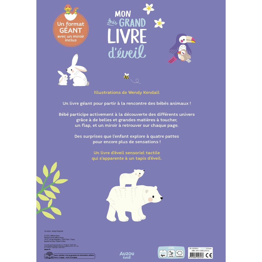 Mon très grand livre d'éveil Les bébés animaux (Auzou Editions) - Image 1