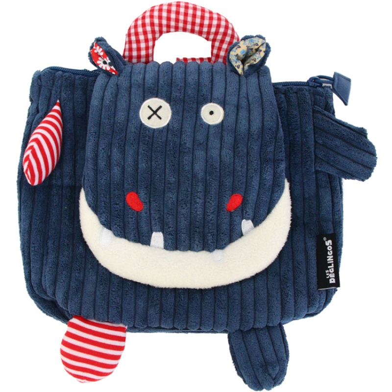 Doudou Globe Trotoys Les D&eacute;glingos Sac &agrave; dos Hippipos l'hippo