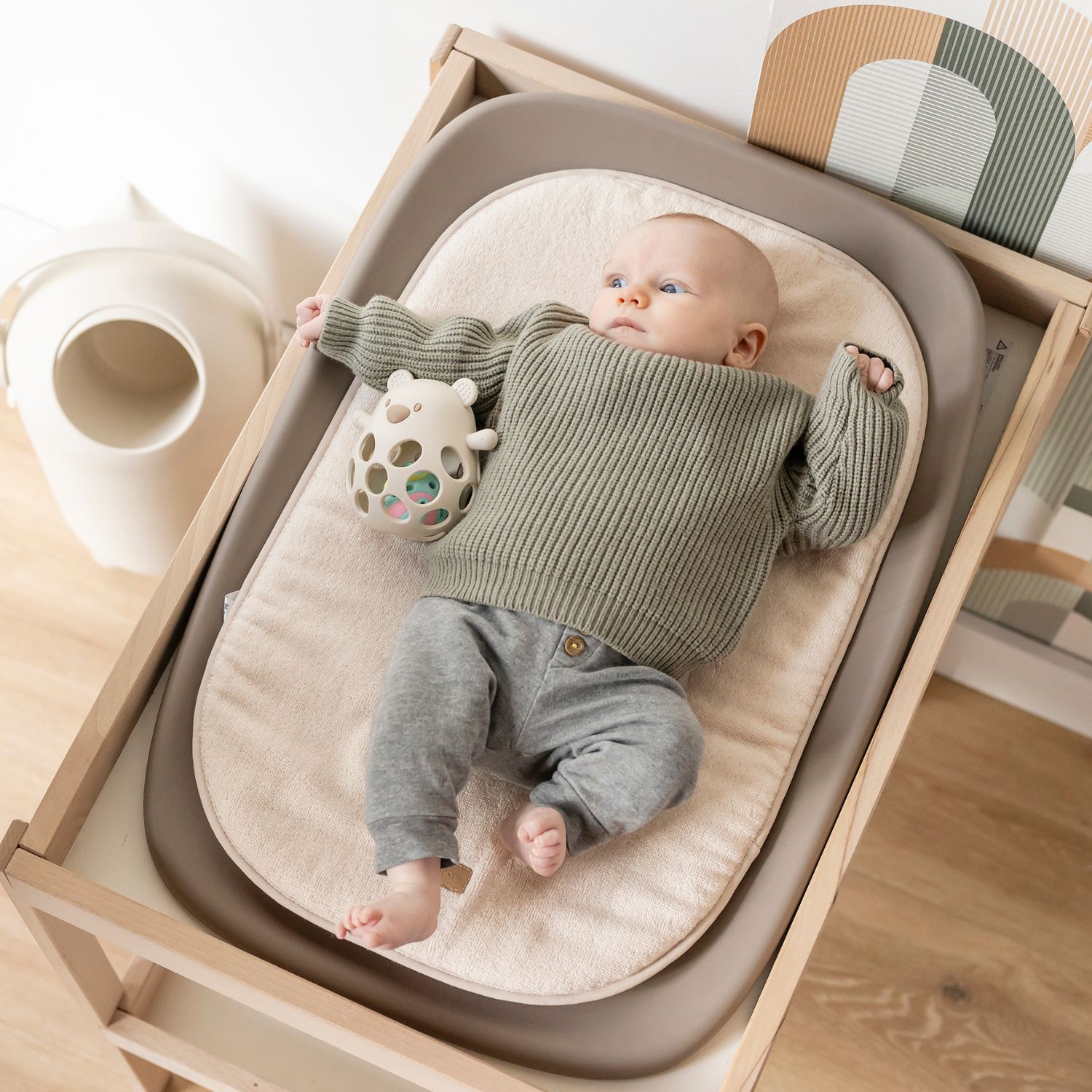 Coussin en éponge pour matelas à langer Beige (Nattou) - Image 2