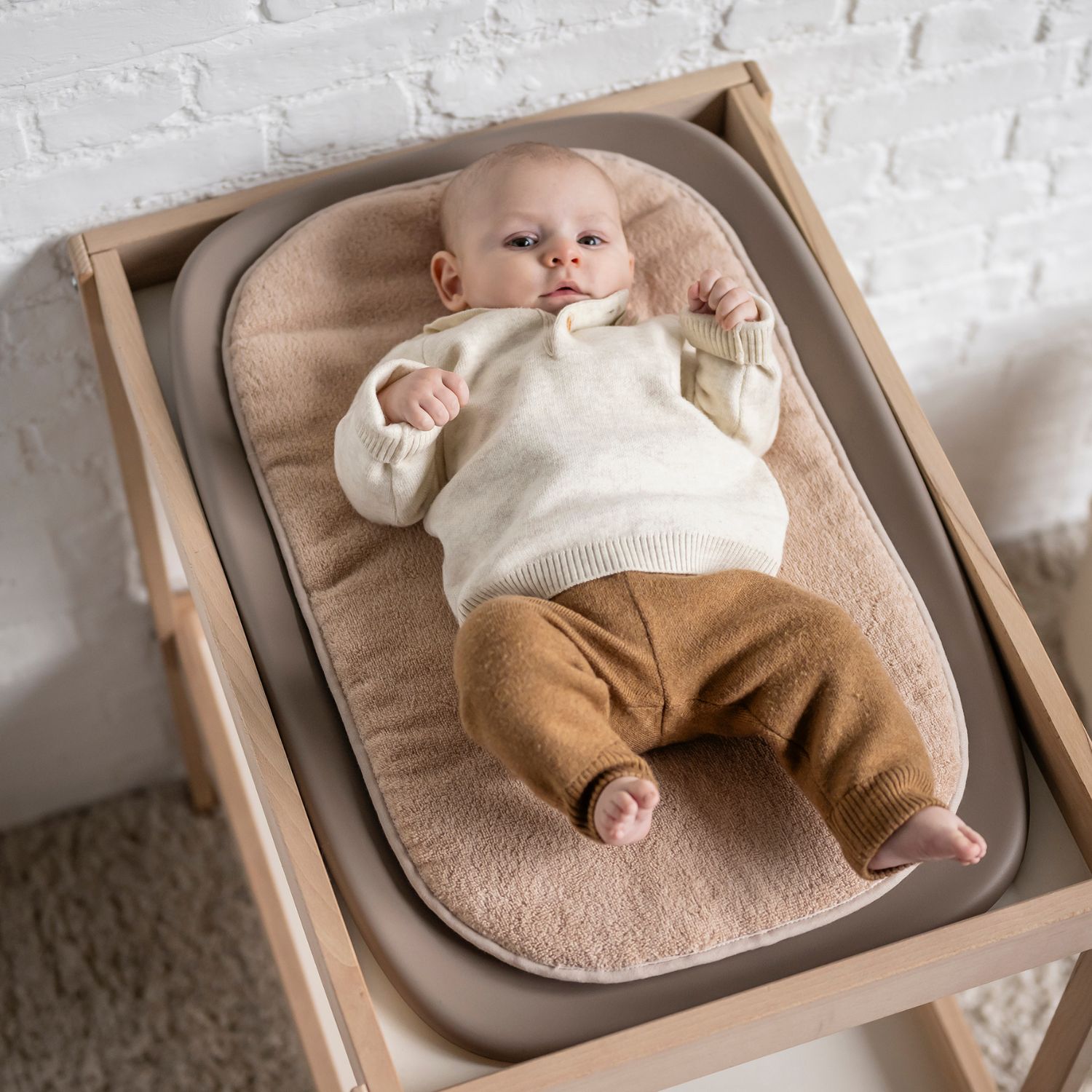 Coussin en éponge pour matelas à langer Beige (Nattou) - Image 3