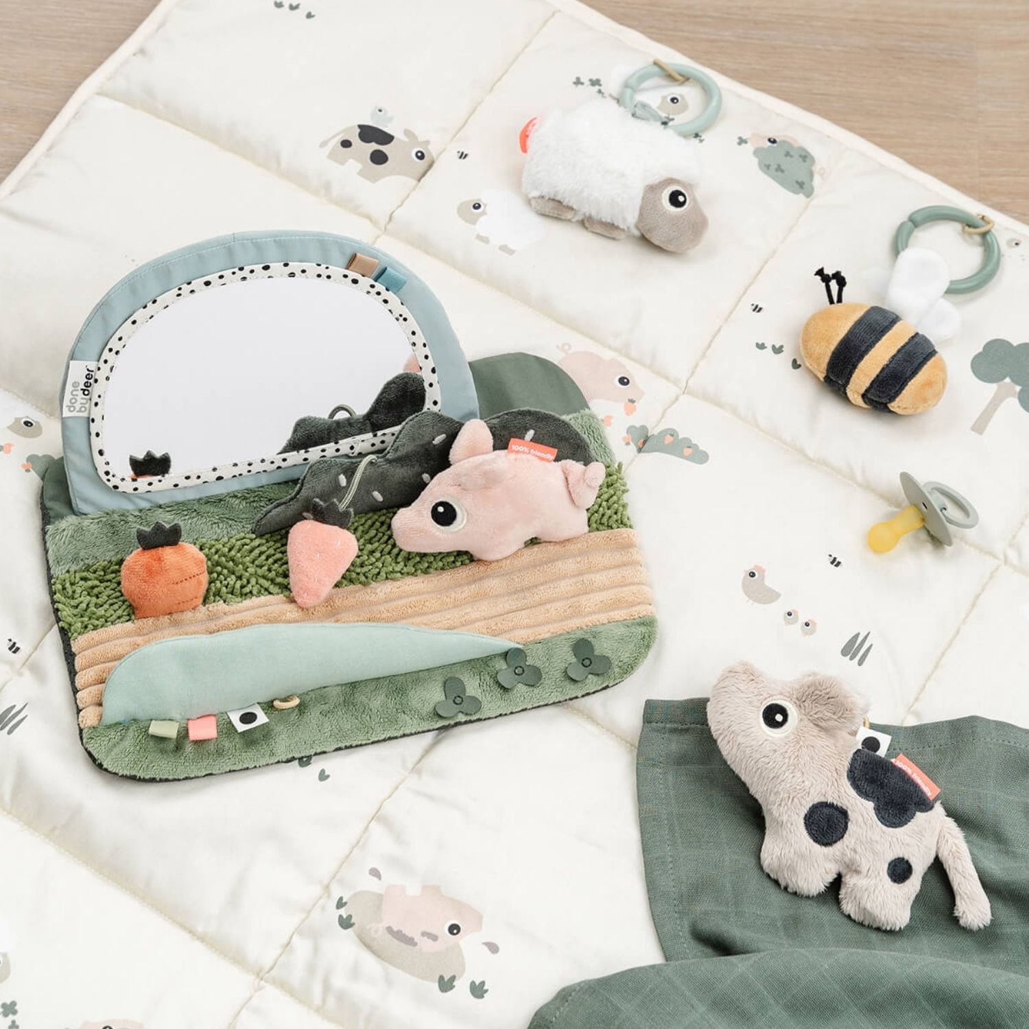 Miroir d'éveil Tummy time Tiny farm Multicolore (Done by deer) - Image 1