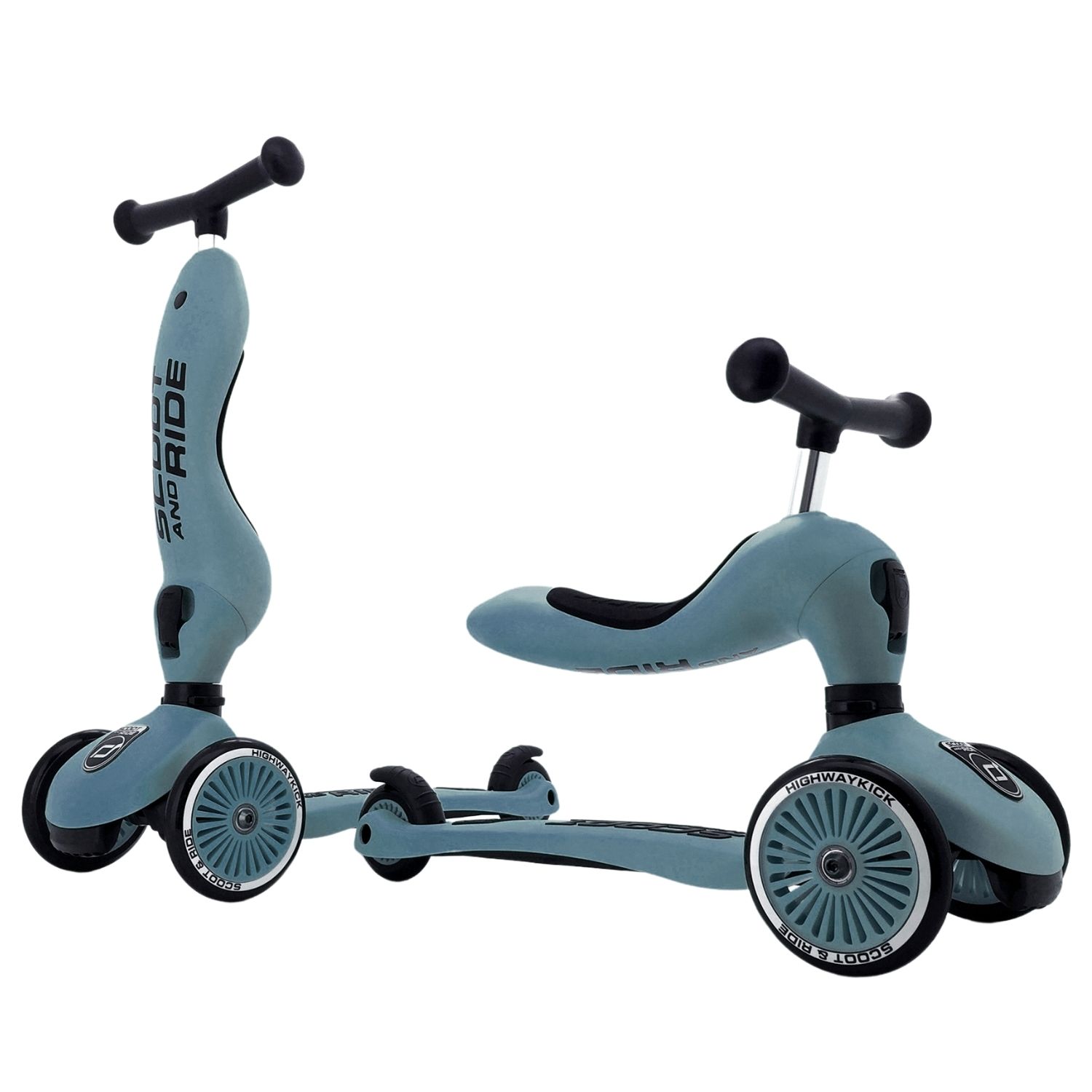 Porteur évolutif en trottinette Highwaykick 1 bleu acier (Scoot And Ride) - Image 1