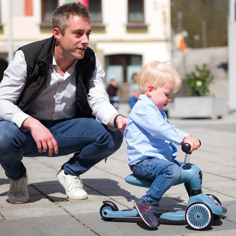 Porteur évolutif en trottinette Highwaykick 1 bleu acier (Scoot And Ride) - Image 2
