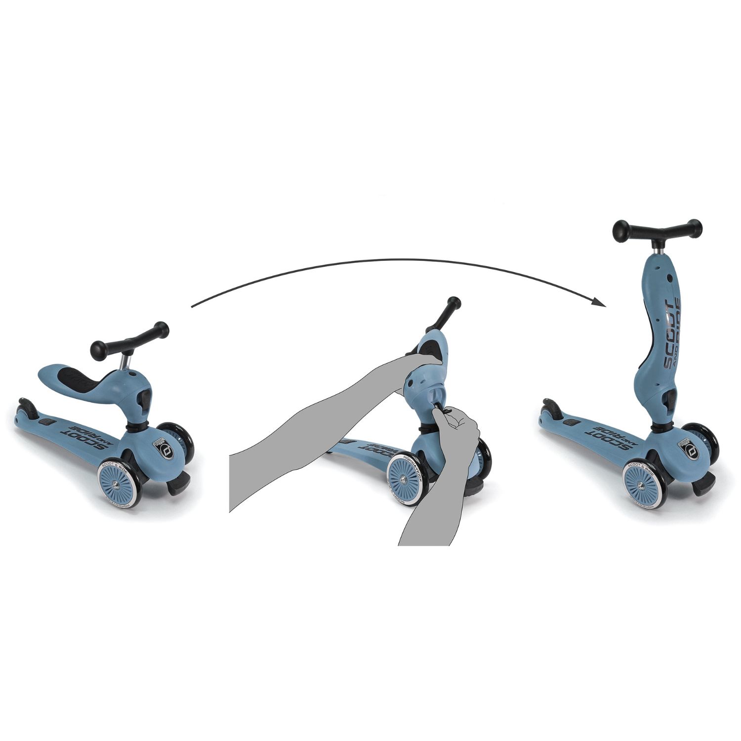 Porteur évolutif en trottinette Highwaykick 1 bleu acier (Scoot And Ride) - Image 9