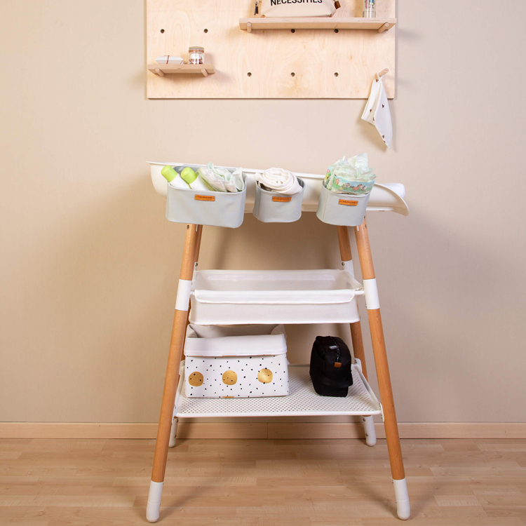 Lot de 3 paniers à suspendre table à langer Evolux gris clair (Childhome) - Image 4