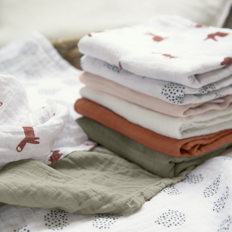 Lot de 3 langes en mousseline Little Forest Renard (60 x 60 cm) (Lassig) - Image 2