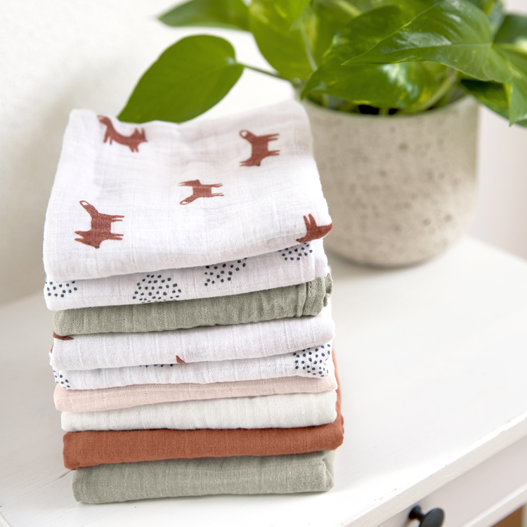 Lot de 3 langes en mousseline Little Forest Renard (60 x 60 cm) (Lassig) - Image 4