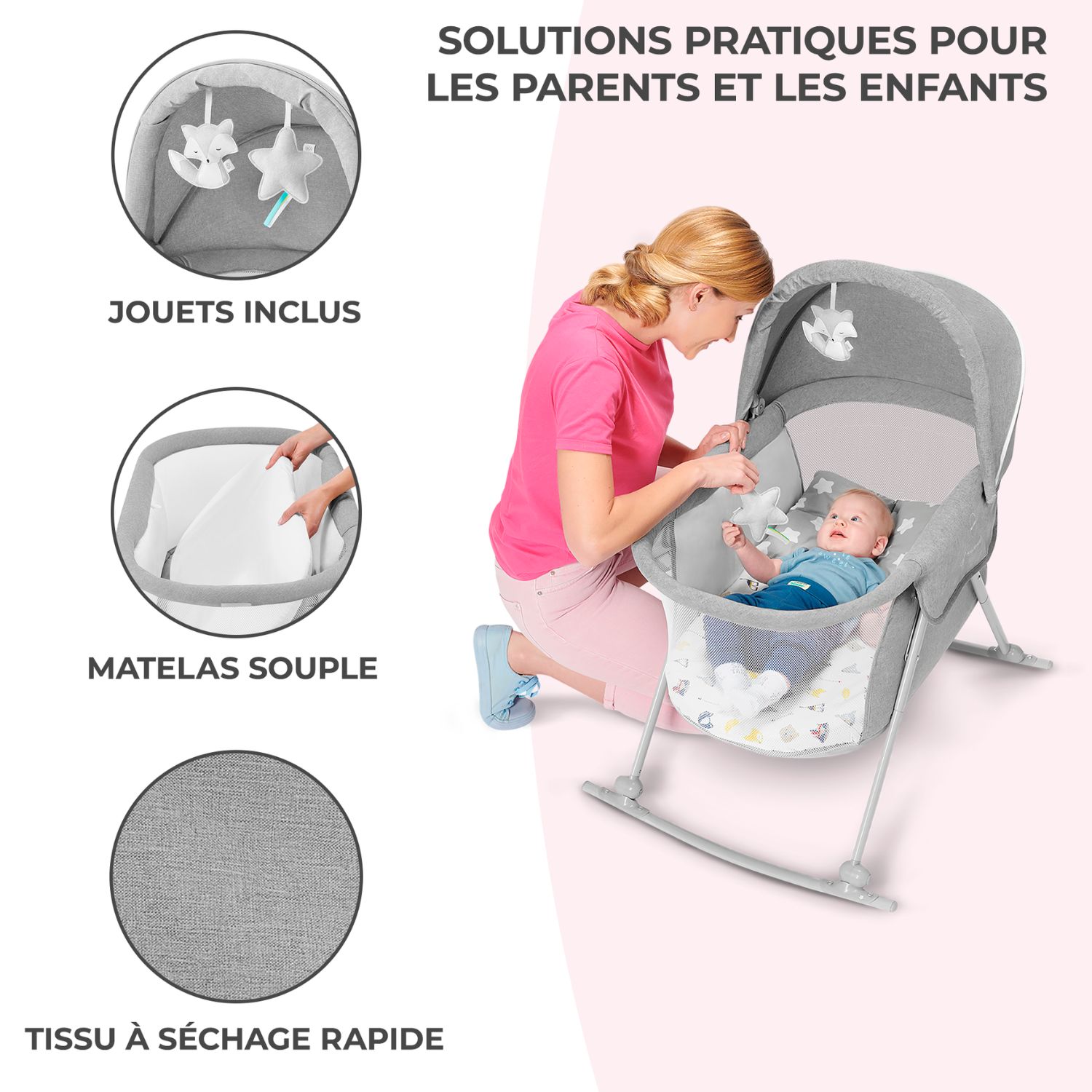 Berceau bébé Lovi Grey (Kinderkraft) - Image 3