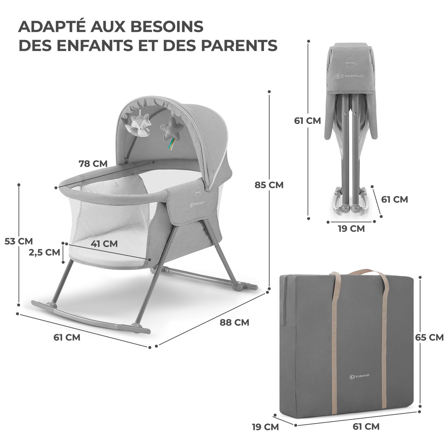 Berceau bébé Lovi Grey (Kinderkraft) - Image 8