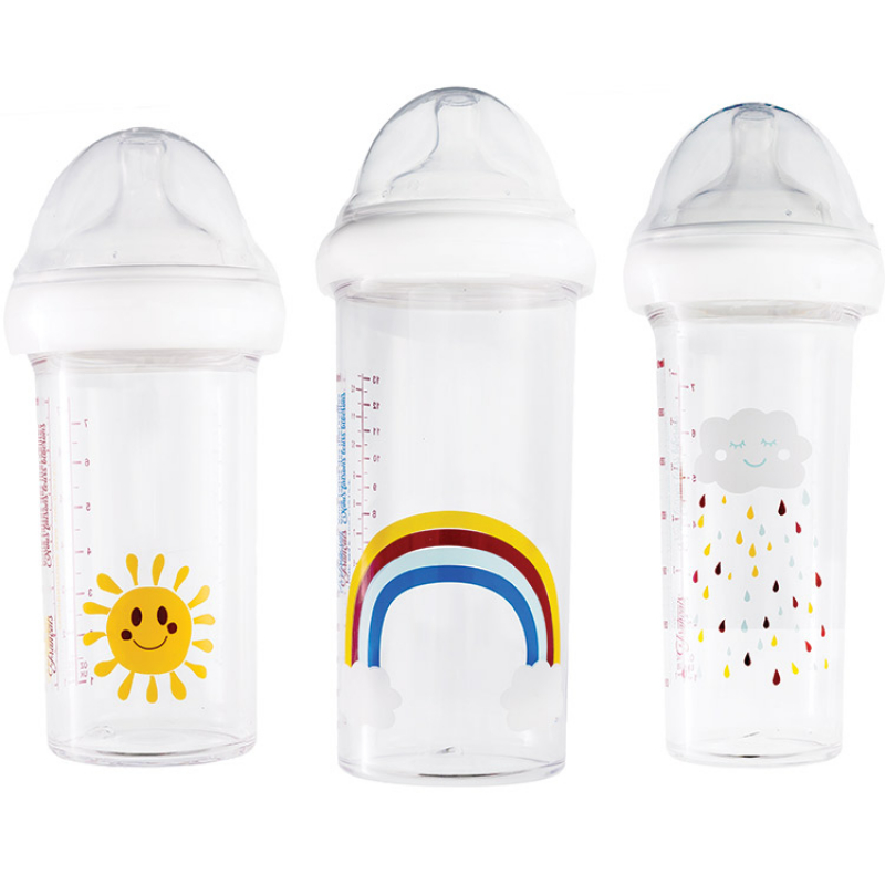 Lot de 3 biberons anti colique gigognes Rainbow Arc-en-ciel (360 ml et 210 ml) (Le Biberon Français) - Image 1