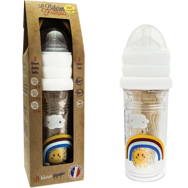 Lot de 3 biberons anti colique gigognes Rainbow Arc-en-ciel (360 ml et 210 ml) (Le Biberon Français) - Image 8