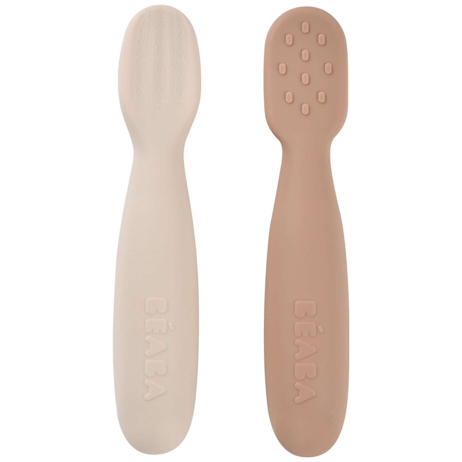 Béaba - Lot de 2 précuillères en silicone Pralin et Argile